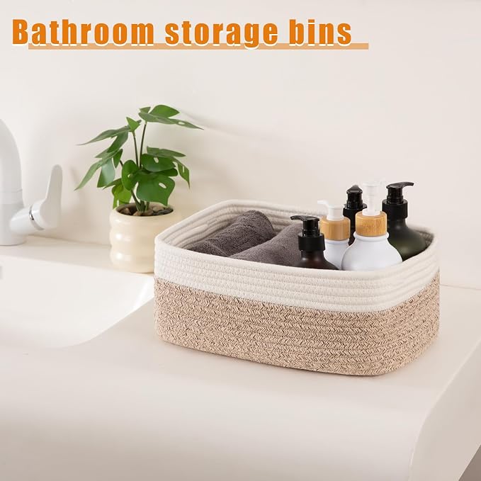 OIAHOMY 4 PACK 16L Storage Baskets for Organizing Storage Bins Brown | Small Bins for Shelves Small Storage Basket Shelf Baskets Organizer Baskets for Gifts Empty Cute Decorative Storage Bins