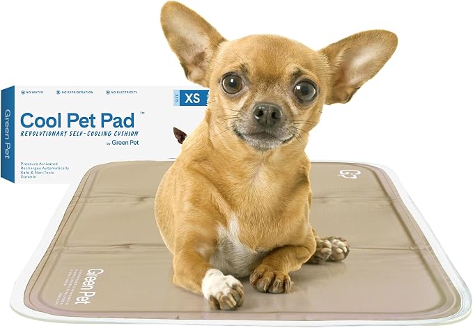 The Green Pet Shop Cool Pet Pad - Extra Small, Iced Latte - Self-Cooling, Pressure Activated Mat for Dogs & Cats from 0-8 lbs - Non-Toxic Gel, No Water Needed