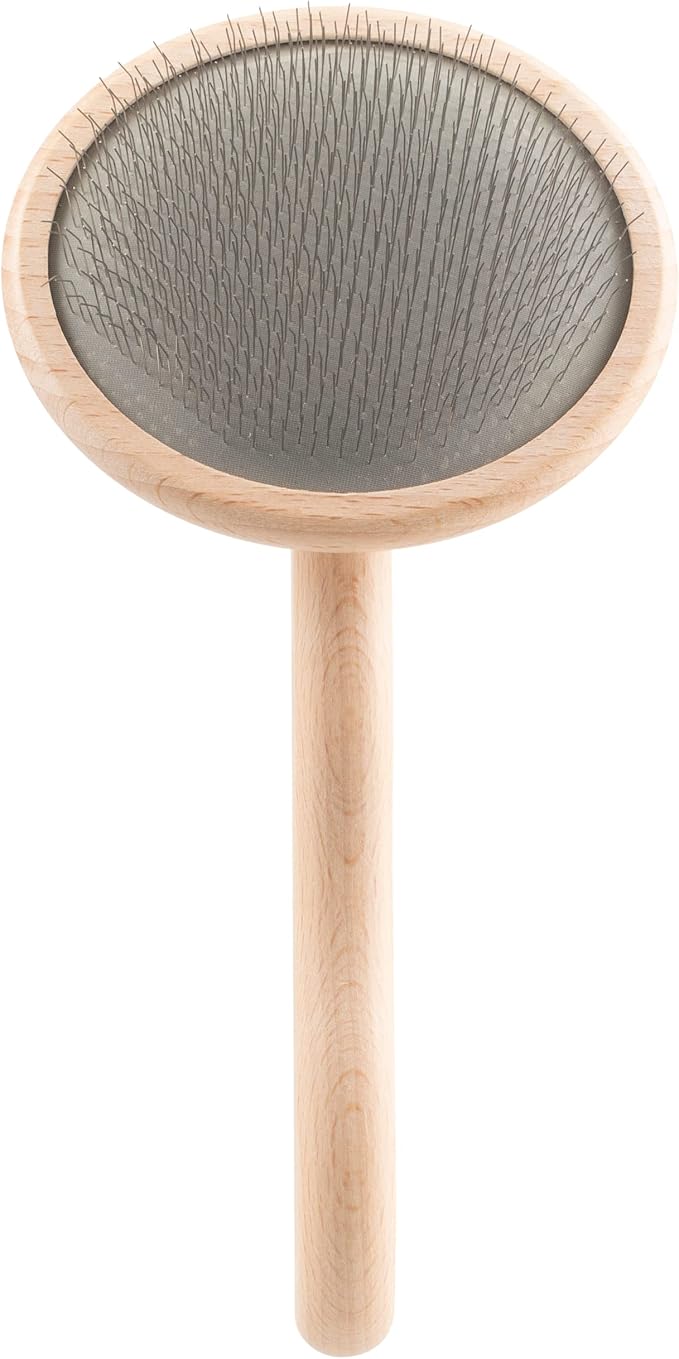 Chris Christensen Mark VIII Round Head Slicker Brush for Dogs, 12mm Pins, Groom Like a Pro, Handcrafted Lightweight Beechwood Ergonomic Handle, Stainless Steel Pins, A5VIII. Made in Germany.