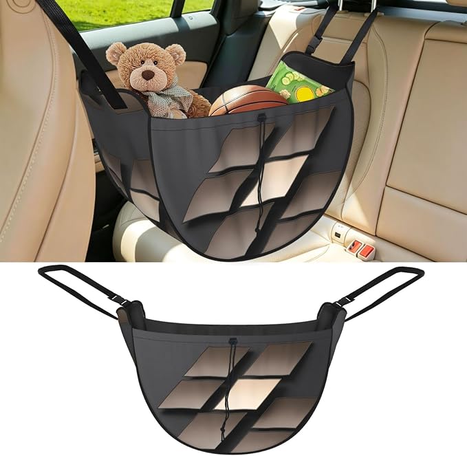 Parallelogram Stack Car Seat Organizer-Backseat Storage Bag for Travel | Waterproof Durable. Holds Snacks Gear Essentials. Fits Most Cars.