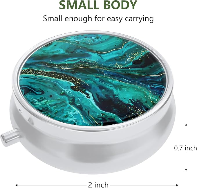 Nipichsha Pill Box, Small Pill Case for Purse & Pocket, Cute Travel Medicine Organizer, Portable Medicine Container Holder to Hold Vitamins, Medication, Fish Oil & Supplement, Ocean Marble | Cute Travel Medicine Organizer, Portable Medicine Container H...