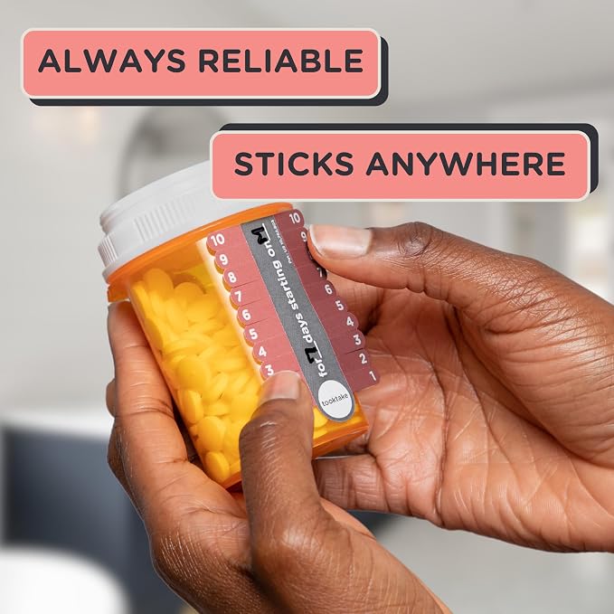 TOOKTAKE 10-Day Tracking Stickers for Vitamins & Medication in All Forms,Vitamin Organizer,Easy Pill Tracker,Daily Pill Organizer,Medicine Organizer,Weekly Pill Box,7 Day Week, AM/PM, Day & Night
