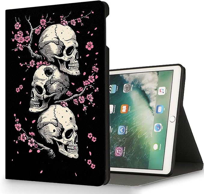 for Microsoft Surface Pro 11/10/9-13" 2024/2022 Tablet Case,Auto Wake/Sleep,Adjustable Stand Protective Cover - Skull Cherry Blossom