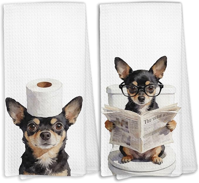 Dachshund Gifts Bathroom Towels Set of 2, Weiner Dog Decor, Funny Dachshund Hand Towel for Bathroom, Weiner Dog Gifts for Women