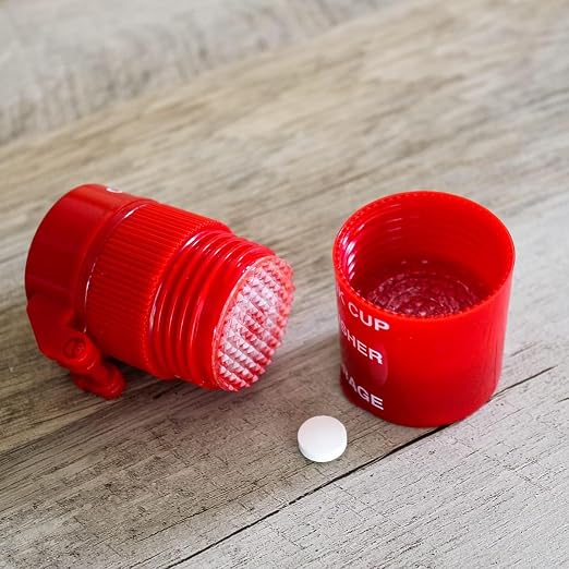 EZY DOSE 3 Compartment Pill Crusher, Cutter and Grinder, Daily Usage, Safely Cut Pills, Vitamins, Tablets, Accurate and Easy Cutting, Stainless Steel Blade, Removable Drinking Cup, Red, BPA Free