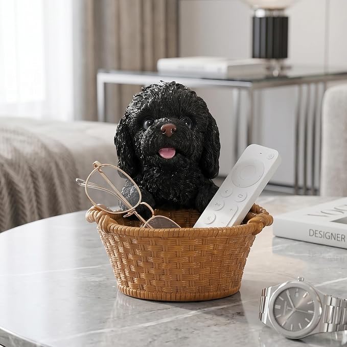 Poodle Candy Bowl for Office Desk - Decorative White Frenchie Storage Basket for Keys and Entryway Table - Unique Dog Lover Gift, Small Animal Decorative Bowl for Home Decor