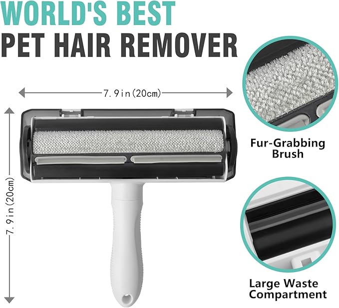 Reusable Lint Roller for Pet Hair - Extra Sticky Washable Cat & Dog Hair Remover for Furniture, Couch, Carpet, and Car - Eco-Friendly Portable Fur Removal Tool, No Refills Needed.