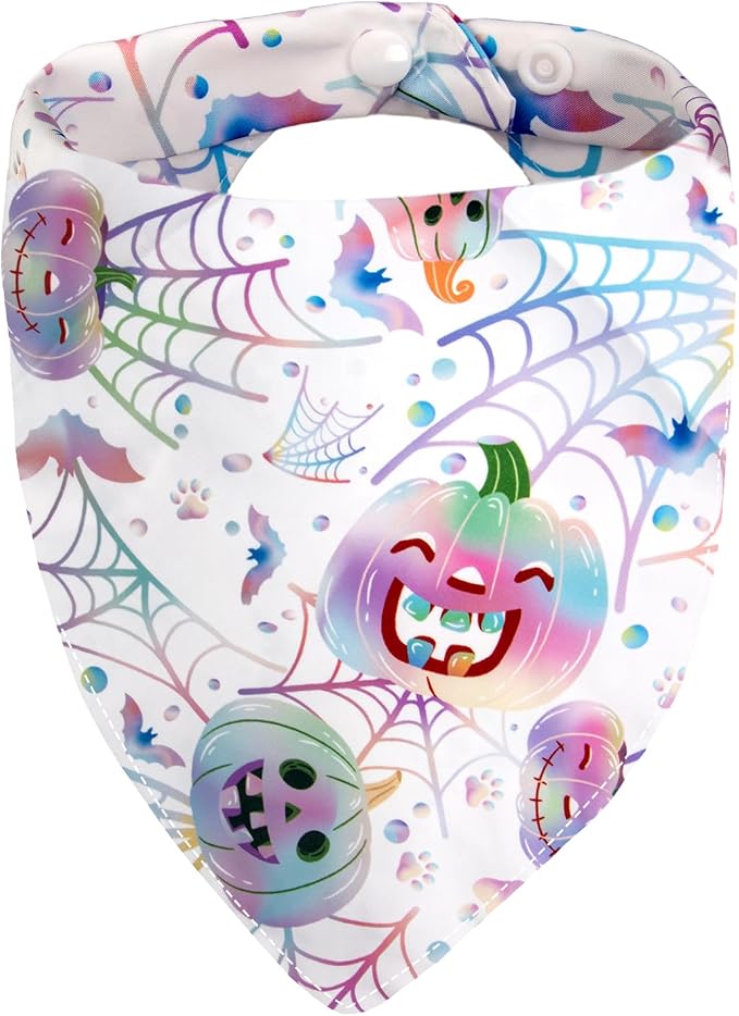 Halloween Dog Bandanas, Colorful Pumpkin Pattern, Small Medium Pet