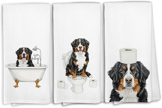 Bernese Mountain Bathroom Decor Gifts Hand Towels, Bernese Mountain Dog Bathroom Hand Towels Decorative Set of 3, Dog Gifts for Women,Home & Kitchen