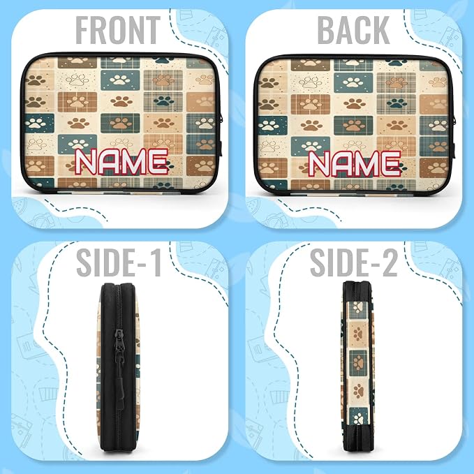 Custom Electronics Organizer Retro Plaid Pet Paw Travel Cable Pouch Large Tech Accessories Case Waterproof Cord Storage Bag for Power Bank Charger Phone Earphone