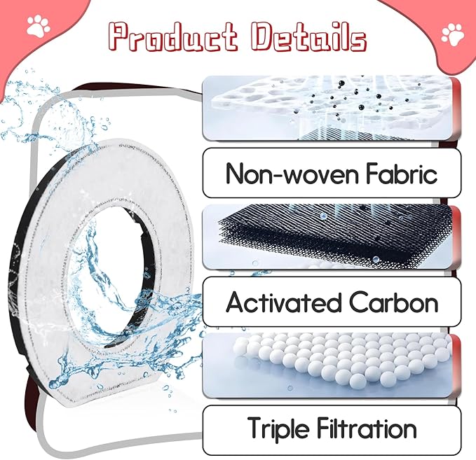 16 Pcs Replacement Filter Compatible with LumoLeaf Upsky Urpower for No Spill Dog Water Bowl Activated Charcoal Water Filter