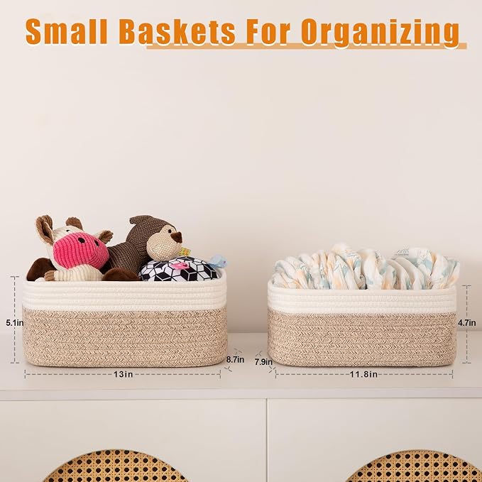 OIAHOMY 4 PACK 7L Storage Baskets for Organizing Storage Bins Brown | Small Bins for Shelves Small Storage Basket Shelf Baskets Organizer Baskets for Gifts Empty Cute Decorative Storage Bins