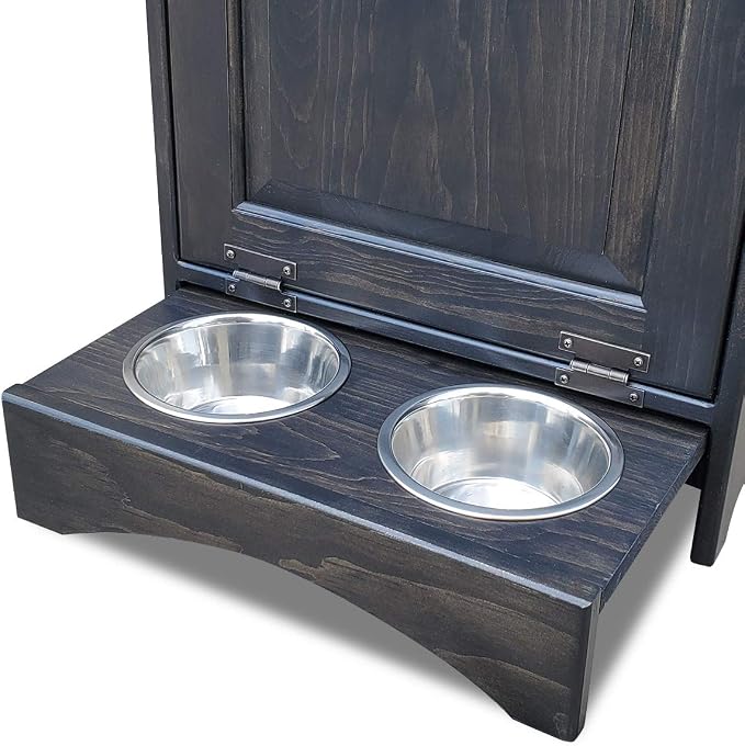 Peaceful Classics Dog Feeder Station - Pet Food Storage Cabinet, Can Hold 35 Lbs of Pet Food (Mocha)