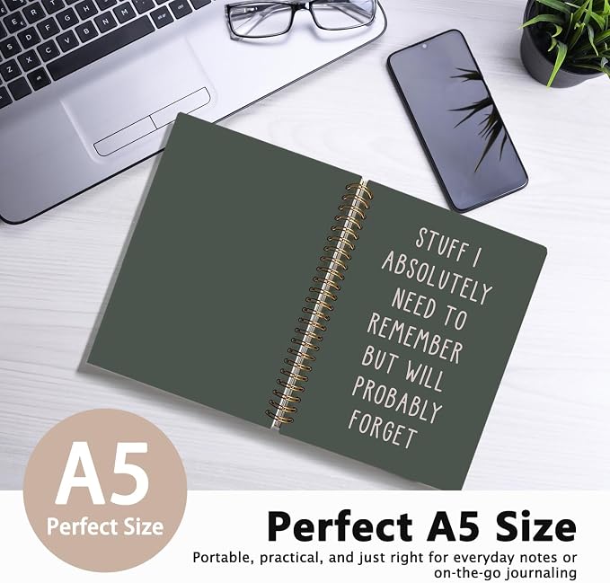 LIANGW Funny Dark Green Notebooks for Work, Coworker Office Gifts for Women | Funny Work Gifts for Coworkers & Boss, Fun Spiral Notebooks Journals for Writing, Funny Office Supplies 5.5x8.3 Inch