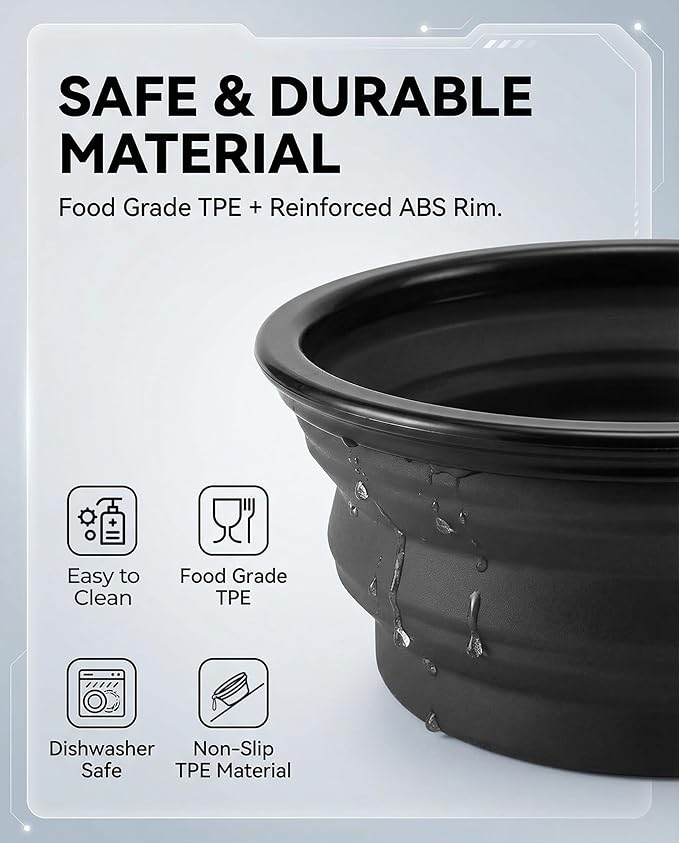 Rest-Eazzzy Collapsible Dog Bowls, 2 Pack Sturdy Portable Dog Water Bowls | Wear-Resistant TPE, Anti-Dust Foldable Travel Dog & Cat Bowls for Camping Walking Hiking with Carabiners