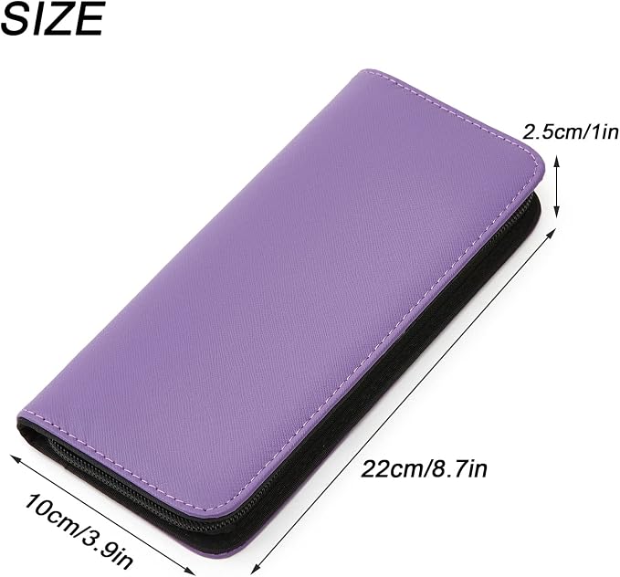 Haircutting Scissor Case with Zipper and A Leather Cover(Purple+Gray) | Professional Salon Hair Scissors Storage , PU Leather Portable Safety Holster Organizer for Hairdressers Tools