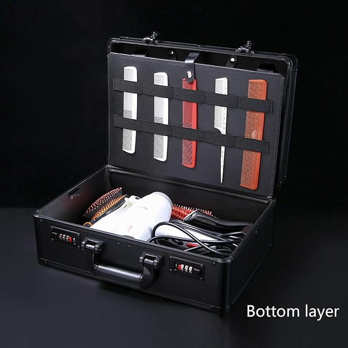 CNCEST Barber Carrying Case,Large Barber Beauty Salon Tool Kits Storage,Portable Travel Carry Case Hairdresser for Hair Stylist Pet Groomer (Black)