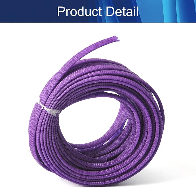 Jutagoss PET Expandable Braided Cable Sleeve, 32.8ft - 5/16 inch Purple Cable Management Sleeve, Wire Loom Tube Cord Protector for USB Cable, Power Cord, Audio Video and More, 1Pc