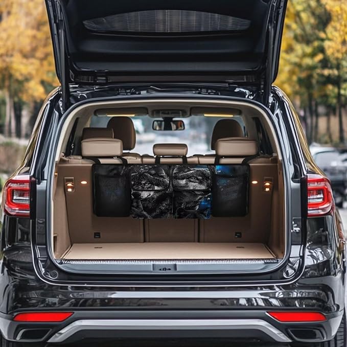 Wolf Theme Car Trunk Organizer for Women Men Car Back Seat Hanging Storage Bag Collapsible Auto Cargo Bag with 4 Large Pockets Auto Interior Accessories