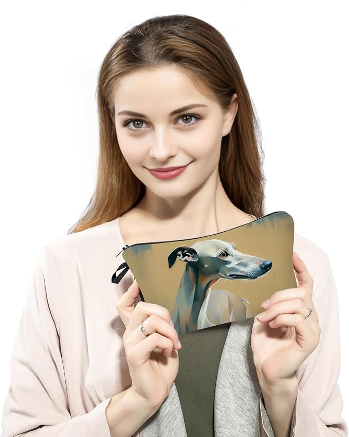 Greyhound Dog Print Women Makeup Bag Travel Cosmetic Organizer Bag Small Zipper Toiletry Bag A Gift for Animal Lovers