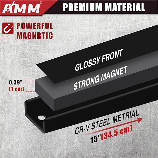 AMM 8PCS Magnetic Tool Holder Strip, 12" Heavy Duty Tool Organizer Magnetic Strip with Mounting Screws, Tool Magnet Bar for Tool Storage, Garage Organization