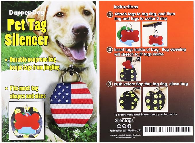 Dapper Dog - Dog Tag Silencer with Tag Ring (US Flag)