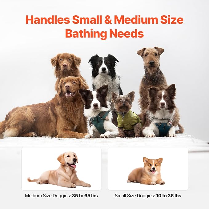 VEVOR Portable Dog Bathtub Foldable Pet Shower Station with Drain, Grey | for Washing and Grooming Small and Medium Dogs and Cats Indoors or Outdoors, with Efficient Drainage and Space-Saving Storage
