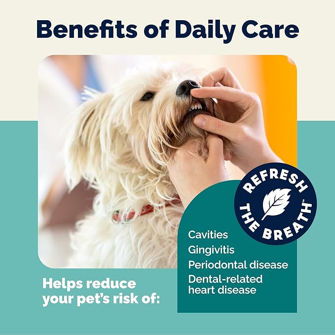 Vetnique Dentabliss Dog Dental Finger Mitts, Vet-Formulated Plaque and Breath Control, Secure-Fit Design, Pre-Moistened Cotton Mitts for Daily Dog Teeth Cleaning, 50 Count (Peppermint Flavored)