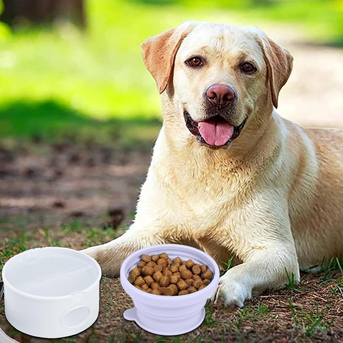 Dog Water Bowl - Portable Pet Dish, Food Storage, Travel Feeding Accessory | Pet Travel Bowl - On The Go Feeding for Dogs | Lightweight Fabric, Water Container, Food Storage Pouch for Trips