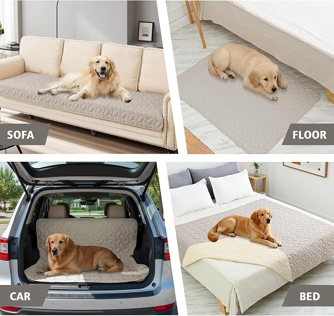 Ameritex Waterproof Pet Bed Cover Anti-Slip Dog Bed Blanket for Sofa and Furniture Waterproof New Pattern Design (Khaki, 82x82 Inch (Pack of 1))