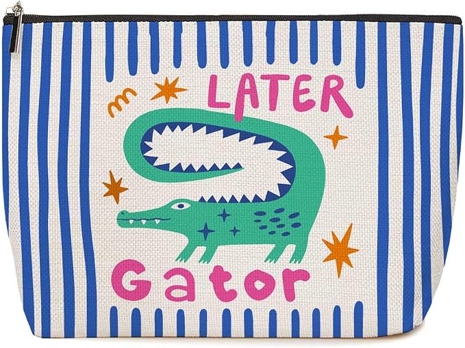 Cute Alligator Makeup Bag Funny Later Gator Gifts for Women Cosmetic Bag | Durable Travel Organizer Pouch for Women, Outdoor Portable Toiletry Bag, Funny Present for Animal Lovers