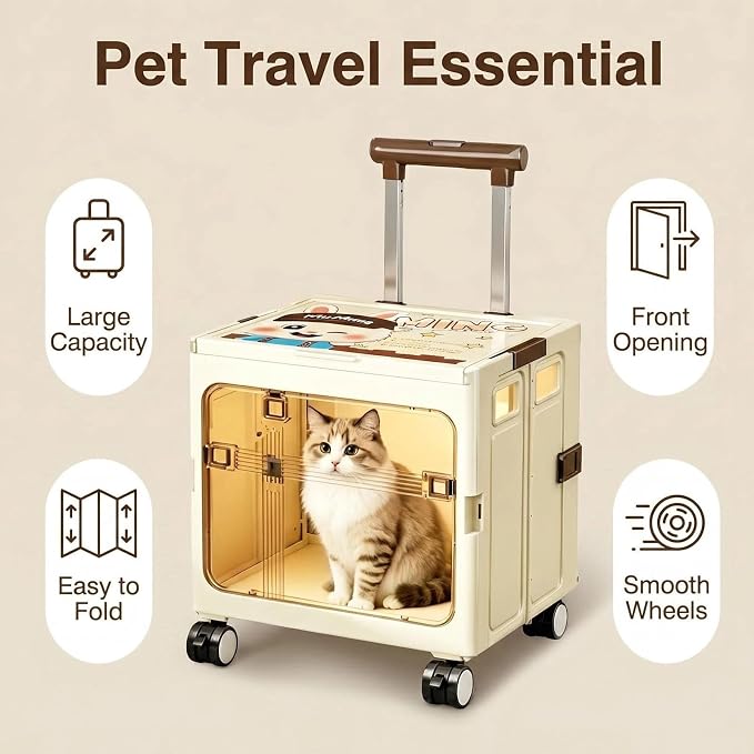 Foldable Rolling Shopping Trolley with Lid, Silent Wear-Resistant Wheels Storage Crate Box, Multifunctional Seatable Container for Grocery, Picnic, Travel, Office, Pet & Household Moving
