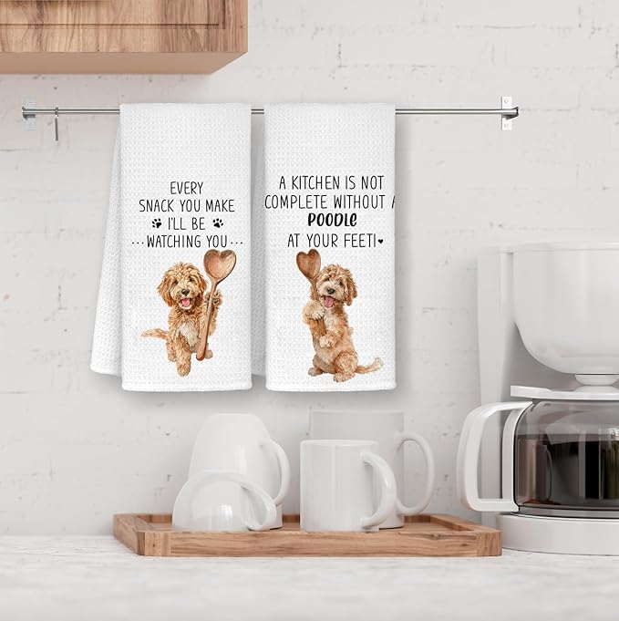 Goldendoodle Dog Kitchen Towels Set of 2,Dog Mom Gifts for Women, Goldendoodle Gifts Hand Towels, Gift for Golden Doodle Lovers Dish Towels Dishcloths Tea Towels for Kitchen, 16x24 Inch
