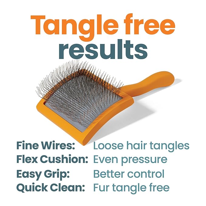 Slicker Brush for Dogs, Goldendoodle Brush for Fluff – Routine Essential for Poodles, Bernedoodles & Long Haired Breeds, Gentle Dematting & Easy-Clean Bristles – Skip the Groomer