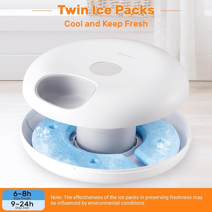 Automatic Cat Feeder Wet Food, Auto Wet Food Feeder for Pets with Two Ice Packs, Digital Cordless Pet Fresh Food Bowl for Newborn Senior Sick Cats and Small Dogs (6-Meal BPA-Free)