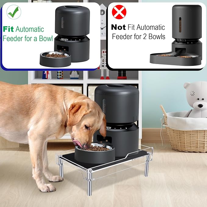 Beautyflier Raised Dog Feeder Stand Elevated Holder for Automatic Cat & Dog Feeders Pet Water Bowl Dispenser Stand Adjustable Fits Small Jugs Holds 5KG, Black (Holder ONLY)