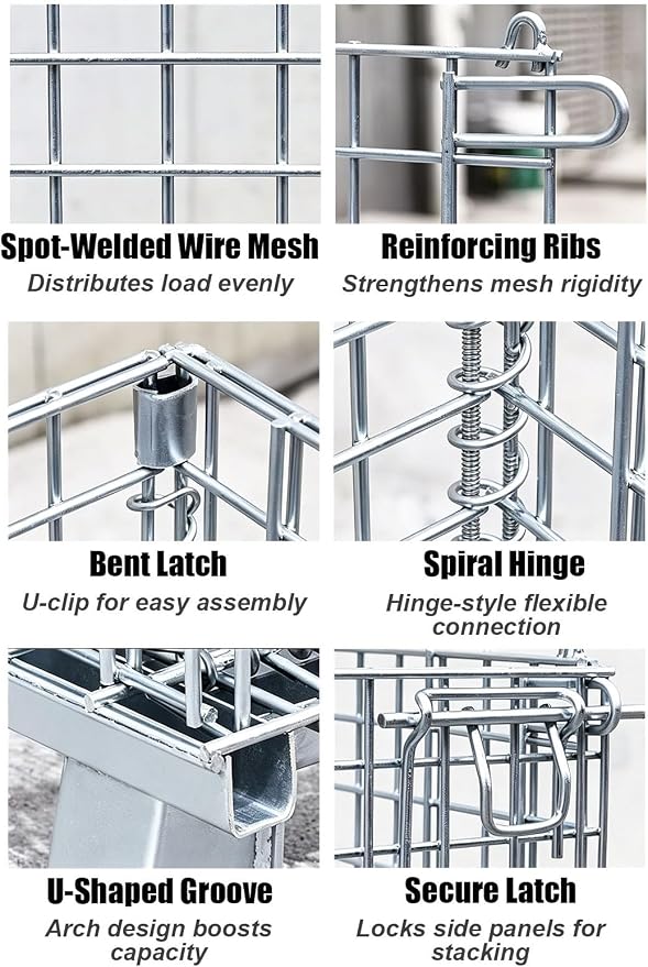 Foldable Wire Storage Cage with Front Drop Door - Open-Top Metal Mesh Crate for Pets, Storage, and Organization - Heavy Duty, Portable, and Versatile Design
