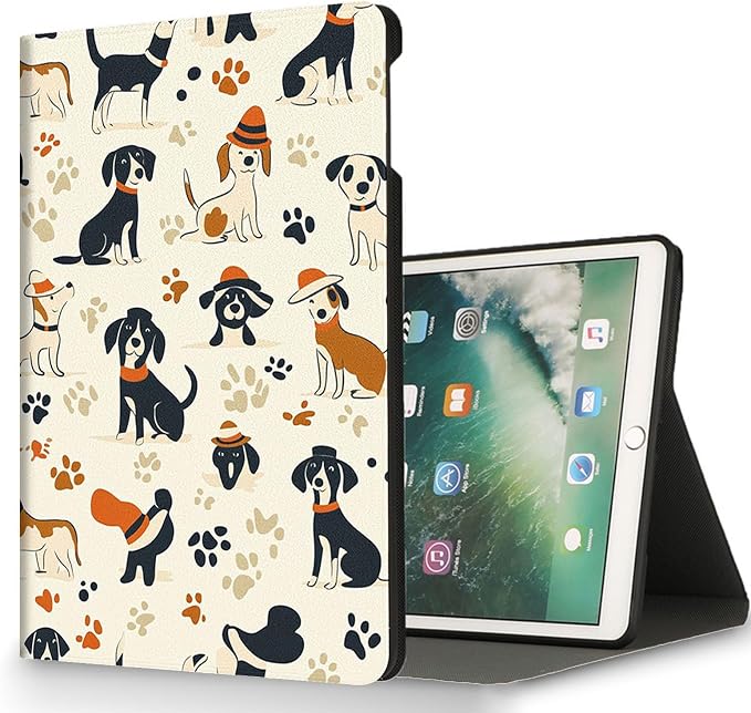 for Microsoft Surface Pro 7 Plus,Surface Pro 7/6/5/4 12.3" Tablet Case,Auto Wake/Sleep,Adjustable Stand Protective Cover - Cartoon Dog Pattern