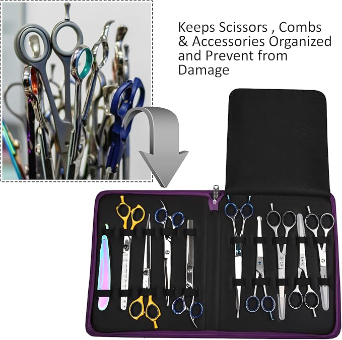 Case Holds 10 Grooming or Beauty Shears (PURPLE)