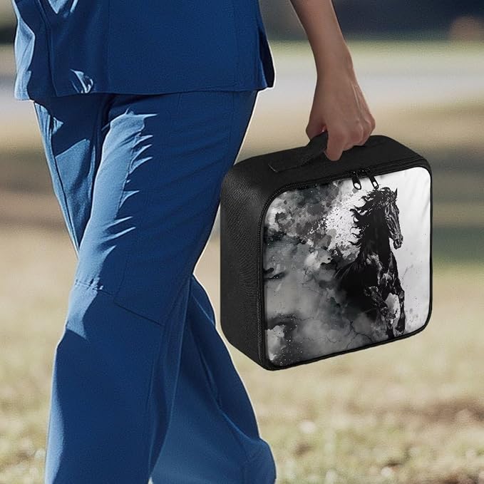 Rnyleeg Black Horse First Aid Kit Bag Empty First Aid Bag for Home Car Medical Kit Empty First Responder Bag Travel Medicine Bag Organizer