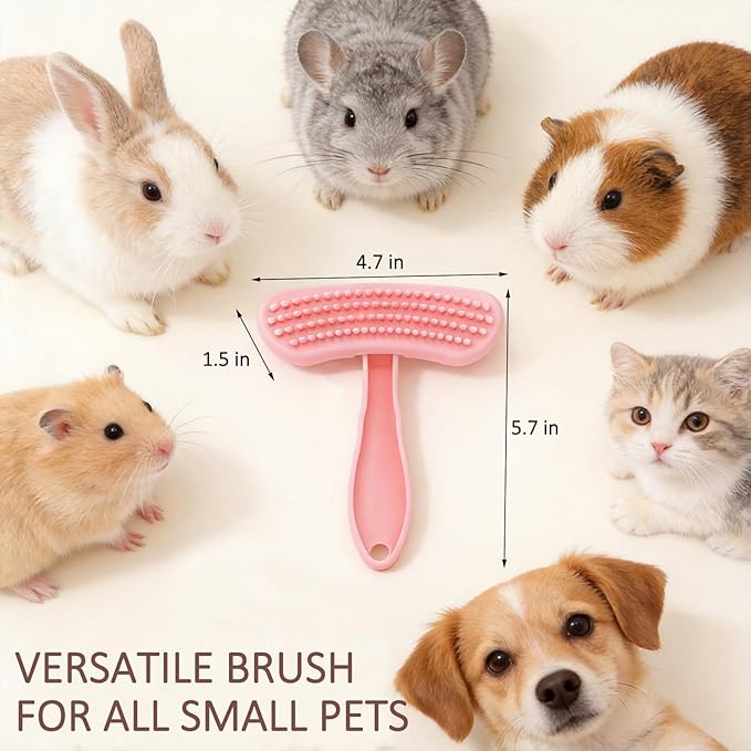 MCTOURY Rabbit Brush for Shedding Grooming: Effective at Removing 99% Loose Hair - Gentle Massage Appears Relaxed Comfortable & Soft Bristles - Safe for Sensitive Bunnies Cats Small Pets