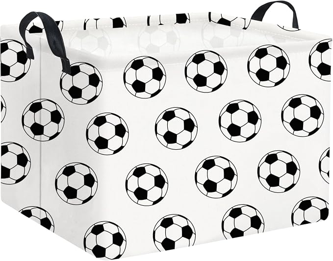 Rectangular Soccer Basket Kids Baby Storage Basket Cute Kids Toy Storage Bin Organizer Shelf Book Room Decor(Soccers)