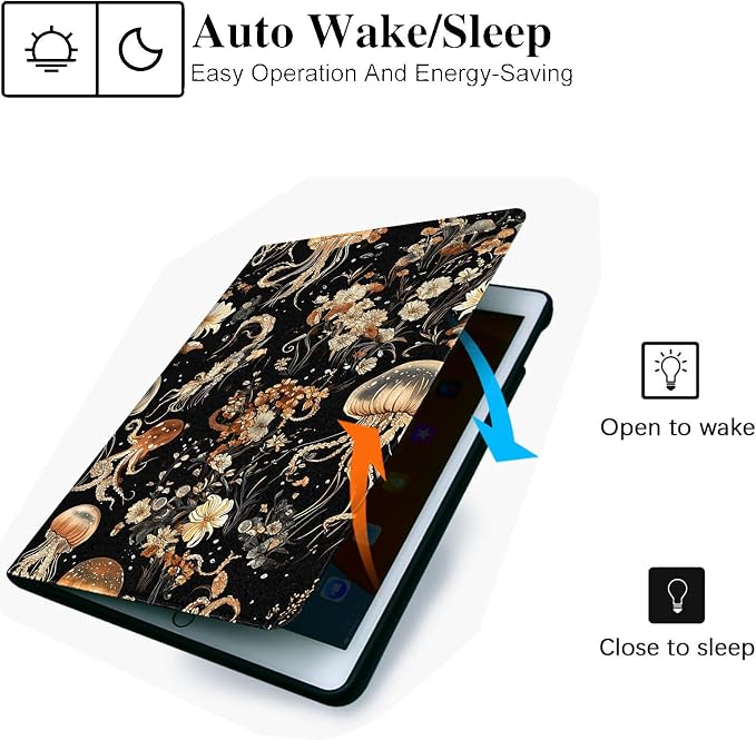 for Microsoft Surface Pro 7 Plus,Surface Pro 7/6/5/4 12.3" Tablet Case,Auto Wake/Sleep,Adjustable Stand Protective Cover - Golden Jellyfish Floral