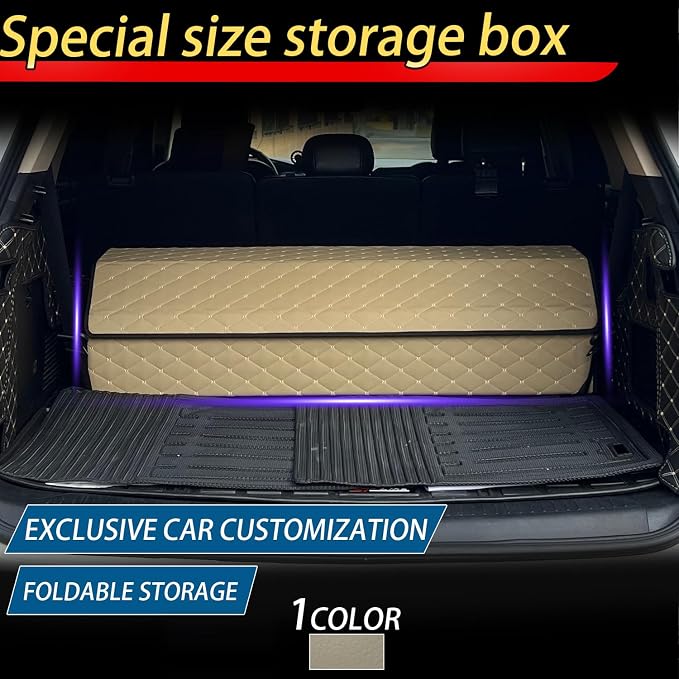 Car Trunk Organizer for For Chevy Tahoe - Custom Fit,Easy Installation，Large Space Outdoor Trunk Organizer with Leather,Hook and Loop Fastener,4-Layer Cover,For Chevy Tahoe 2021-2025