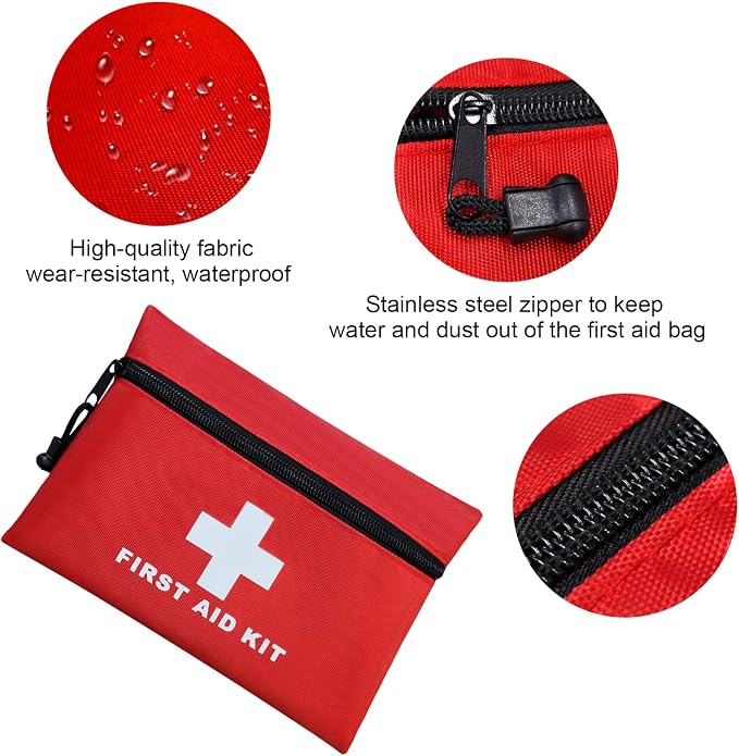 12pcs Mini First Aid Kit Empty Bag with Zipper (Bag Only) | Travel Empty First Aid Pouch for Emergency at Home, Office, Car, Outdoors, Boat, Camping, Hiking