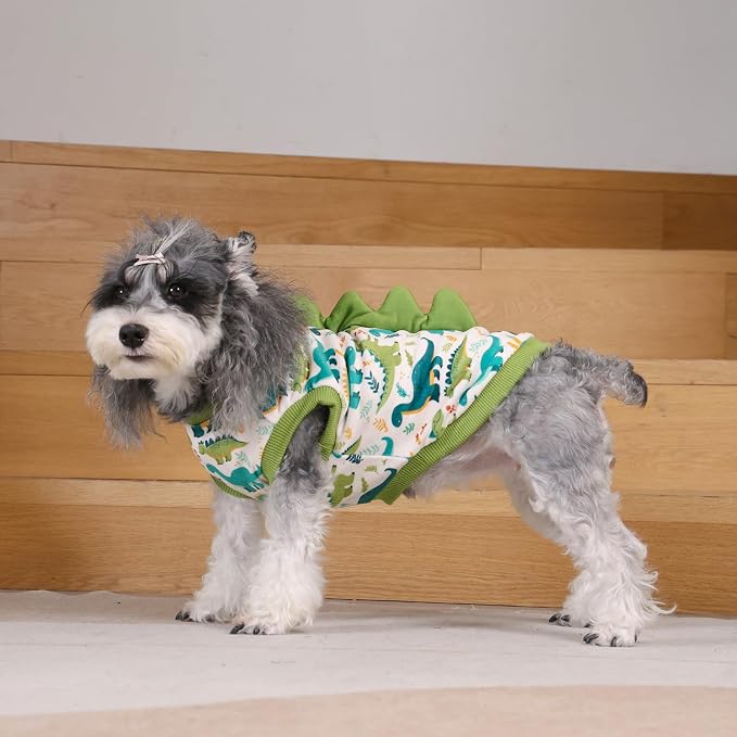 CuteBone Dinosaur Costume Dog Shirt, Stretchy Velvet T-Shirt Clothes for Small Dogs, Soft & Breathable Pet Tee Outfit Cat Apparel for Daily Wear, Cozy Pullover Design Puppy Fashion COSBX03S