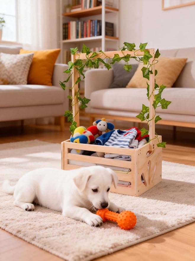 Wooden Dog Closet Pet Wardrobe Crate Box Baskets for Dog Cat Toys Clothes Accessories for New Parents Gifts Baby Pet Clothes Storage | Cat Toys Clothes Accessories for New Parents Gifts Baby Pet Clothes Storage