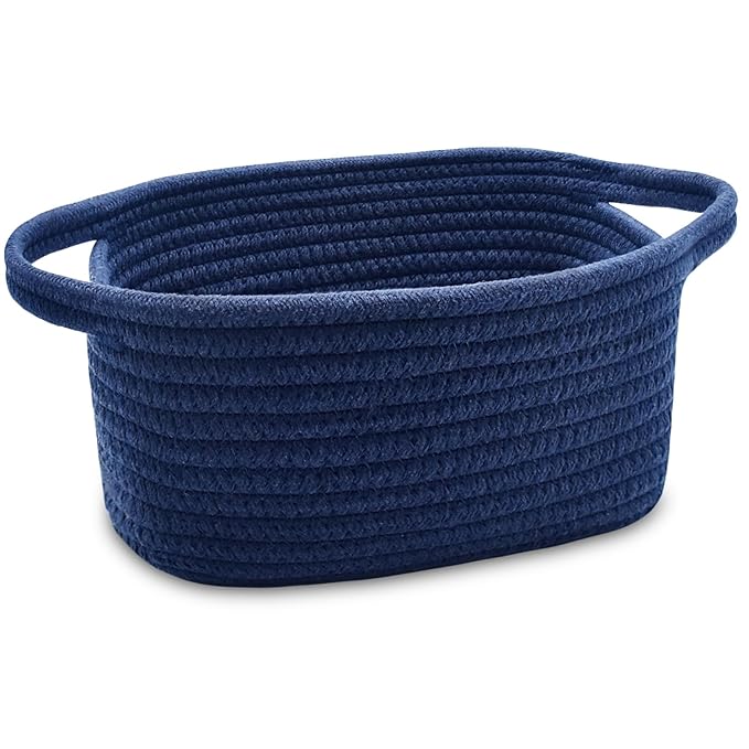 ABenkle Small Storage Basket - Mini Cute Cotton Rope Woven Shelf Basket for Nursery, Spa, Empty Gift - XS