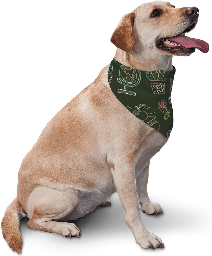 Teacher's Pet Dog Bandana,Funny Bandana Gift,Photo Prop Accessories for Dog Lovers Owner Gift,Triangle Reversible Fall Scarf, Adjustable (Dark Green)