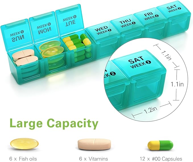 BUG HULL Monthly Pill Organizer, Moisture-Proof Large 28 Days Pill Box with Removable 4 Weeks Pill Case Rows, Medicine Pills Organizers, Travel Pill Organizer with One Month Pill Container-Grey